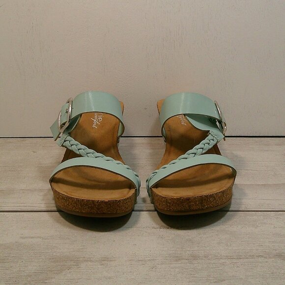 Womans Light Blue Spring Wedges with Braided detail Size 6.5 - Picture 2 of 13